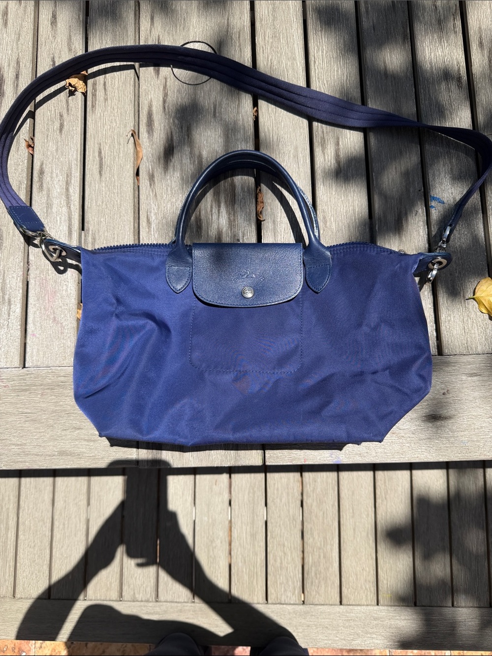 Longchamp Navy Blue Le Pliage Crossbody Tote
